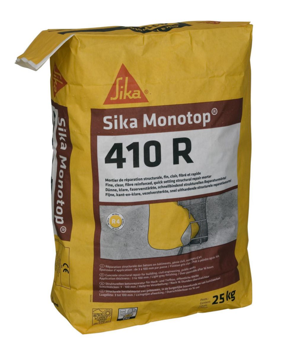 SIKA Mortier de reparation structurale fibre a prise rapide MonoTop 410 R sac de 25 kg POINT.P