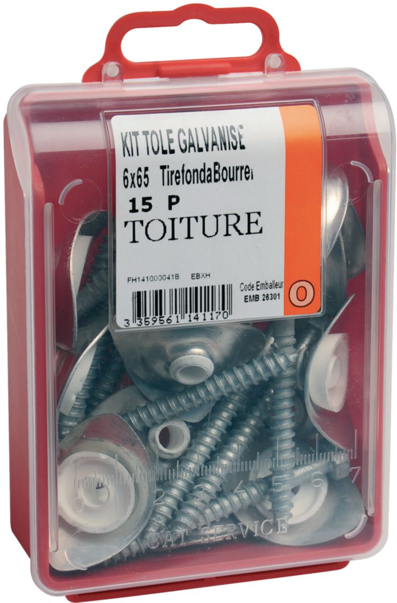 Kit De Fixation Pour Plaque Ondulée Grandes Ondes VYNEX - Kit tôle galvanisé pour toiture - Ø 6x65 mm - boîte de 15 pcs |  POINT.P