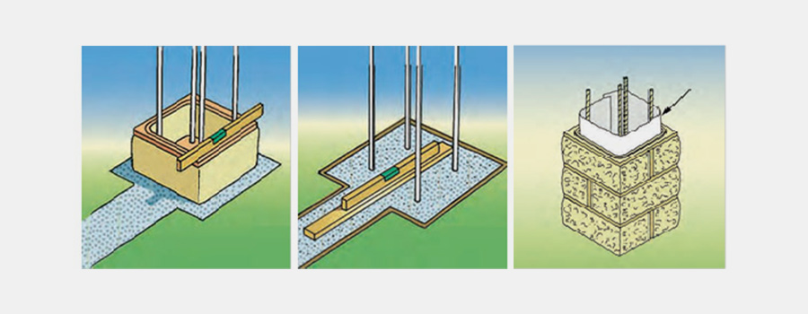 Pose des premiers éléments du pilier béton