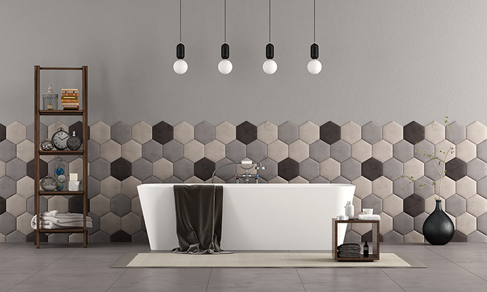 Carrelage hexagonal dans une salle de bain