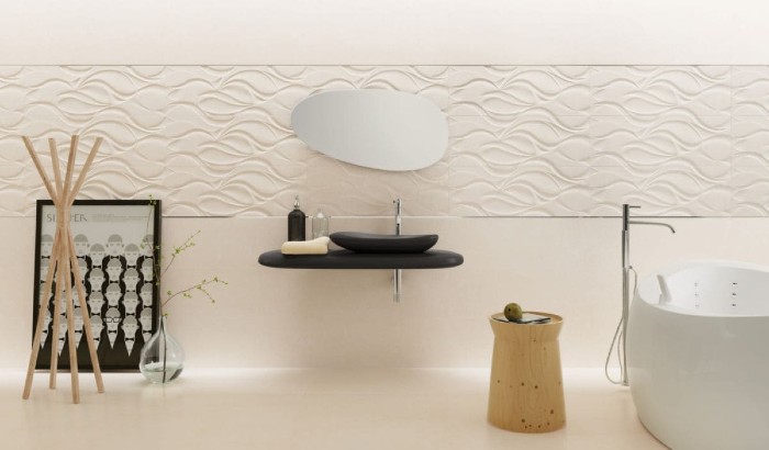faience sdb blanche effet vaguelé